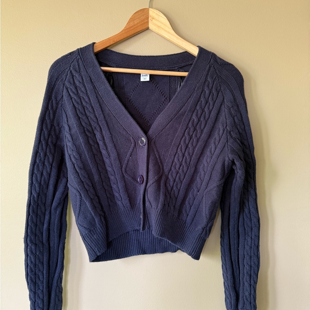 Twik Deep Blue Cable Knit Cardigan